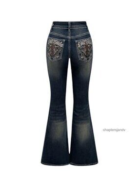 Women's Stretchy High Waist Bell Bottom Flare Denim Jeans